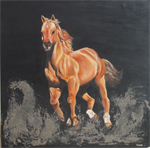 galoppo, cavallo, arte, olio su tela, prezioso