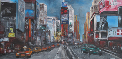 paesaggio, metropoli, arte, olio su tela, prezioso